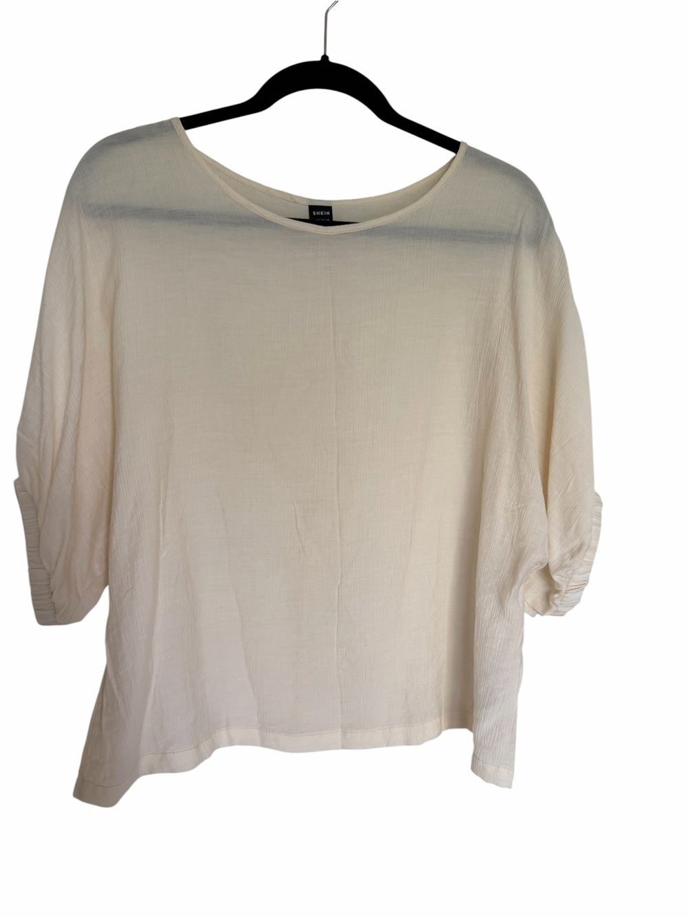 SHEIN Cream Textured Boxy Blouse Size M